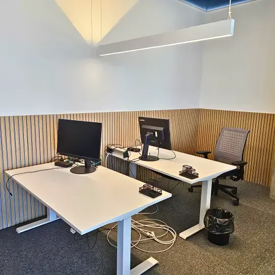 Stylish Office with Wall Panels and Baffles